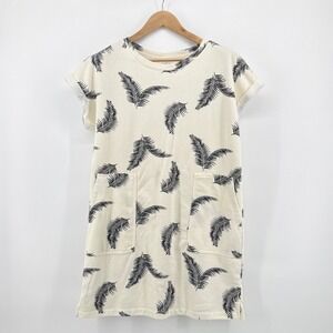 Lou & Grey Women's‎ Palm Leaf Print Knit Terry Dress Cream Medium Pockets